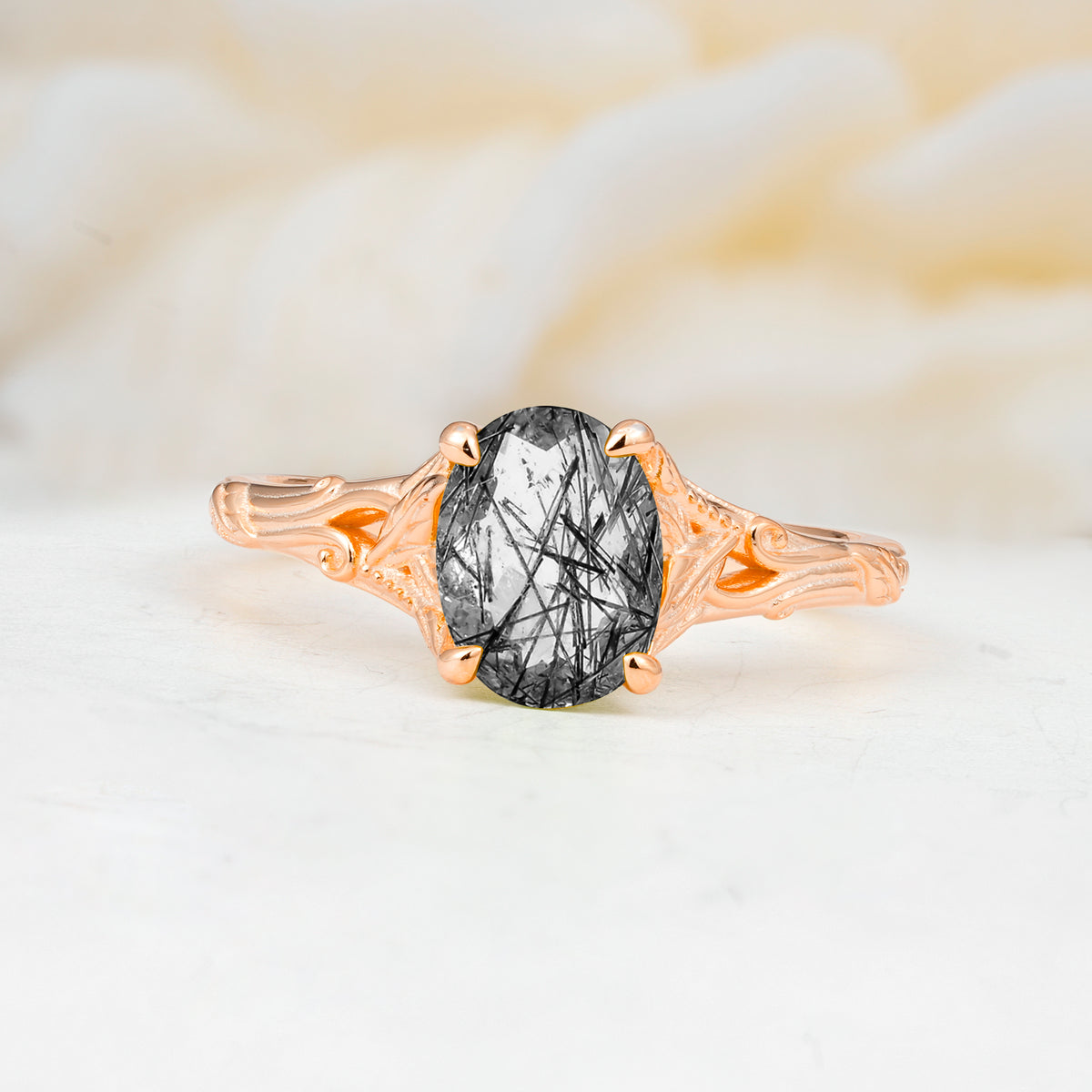 SR17592 Black Rutilated Quartz Ring - Additional view