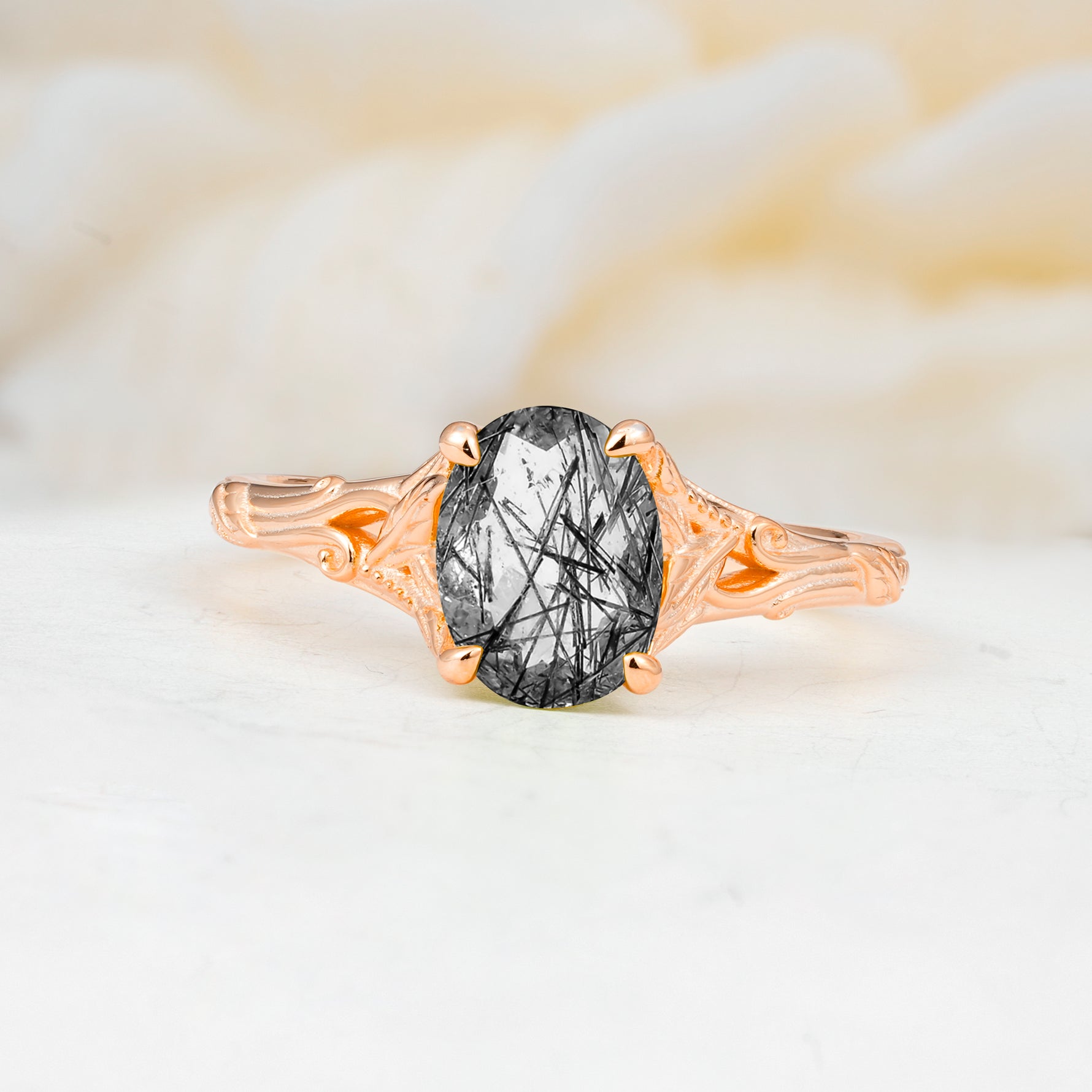 SR17592 Black Rutilated Quartz Ring - Additional view