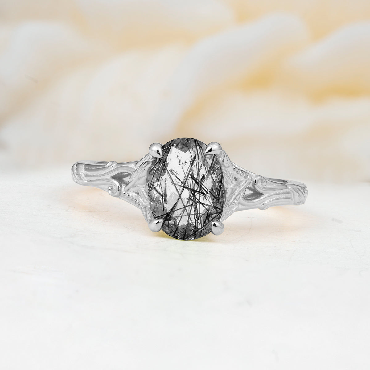 SR17592 Black Rutilated Quartz Ring - Additional view