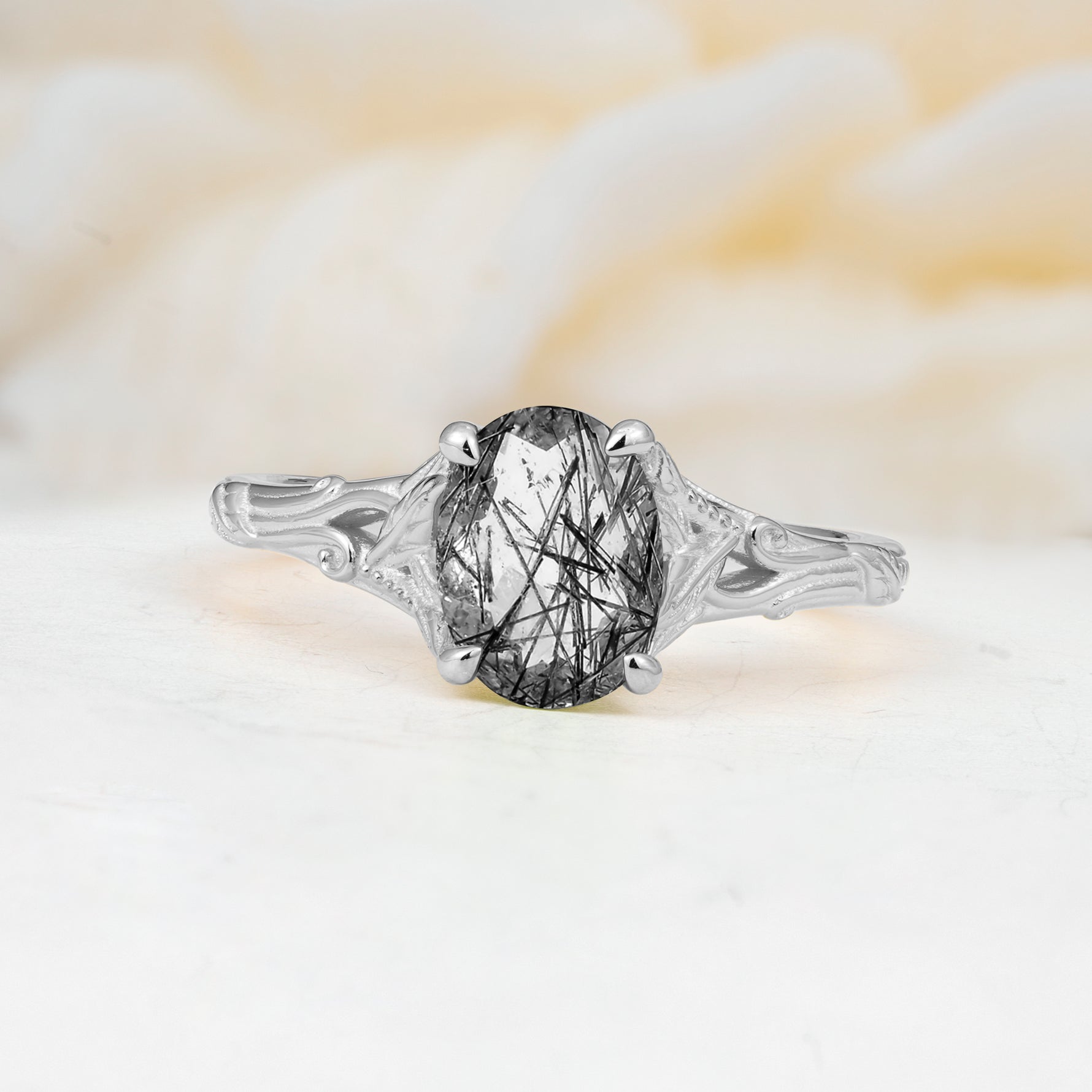 SR17592 Black Rutilated Quartz Ring - Additional view