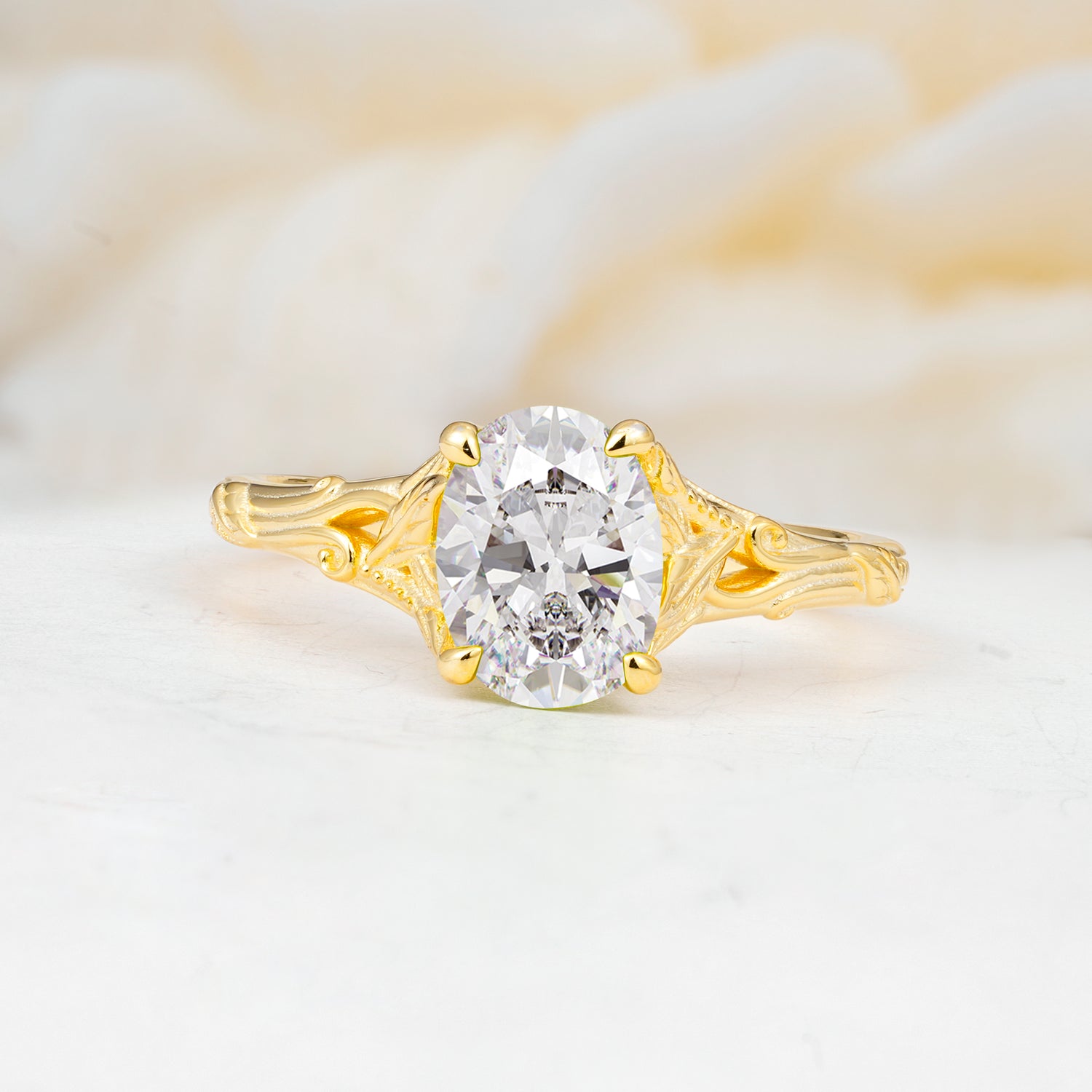 SR17592 Moissanite Ring - Yellow-Gold