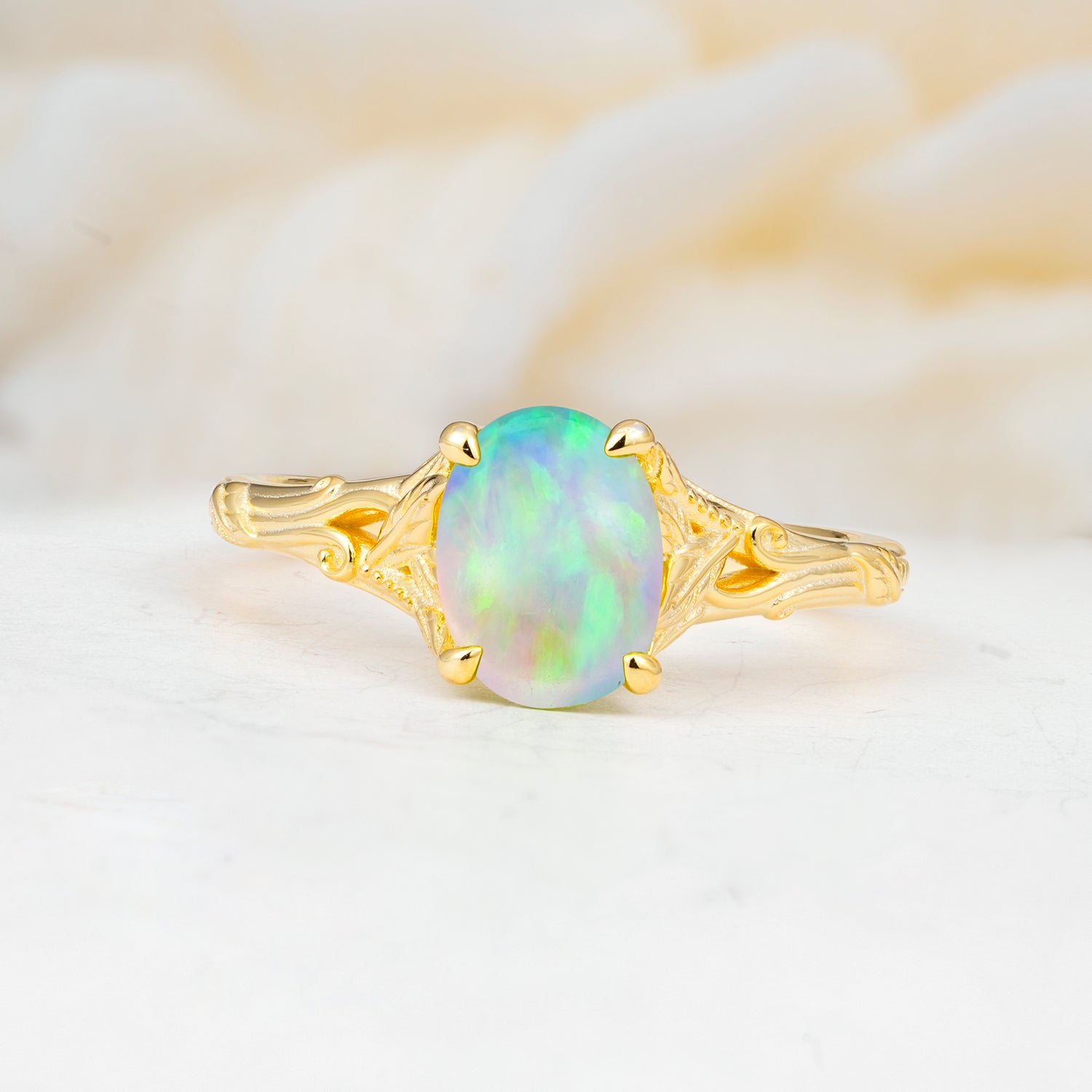 SR17592 Fire Opal Ring - Yellow-Gold