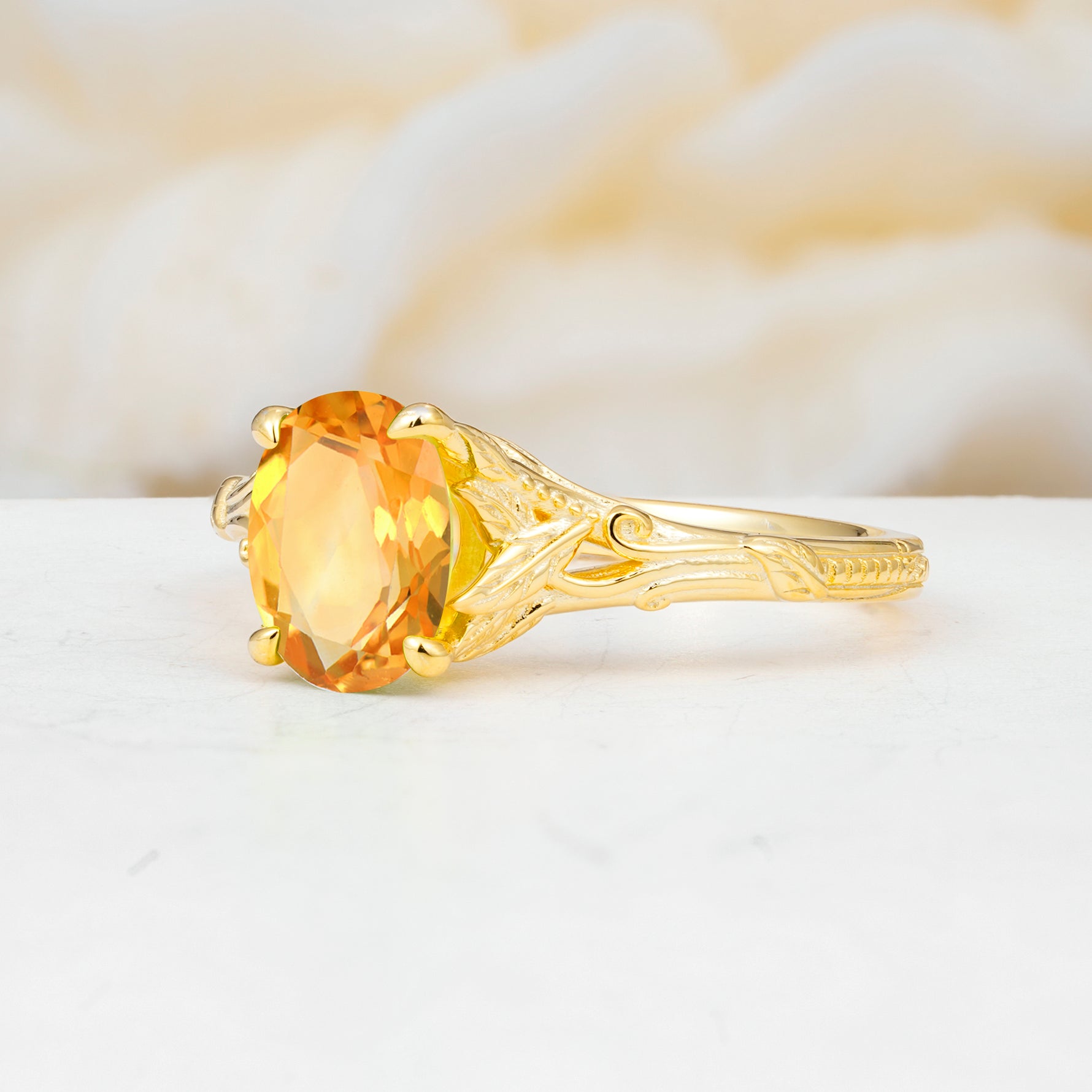 SR17592 Citrine Ring - White-Gold
