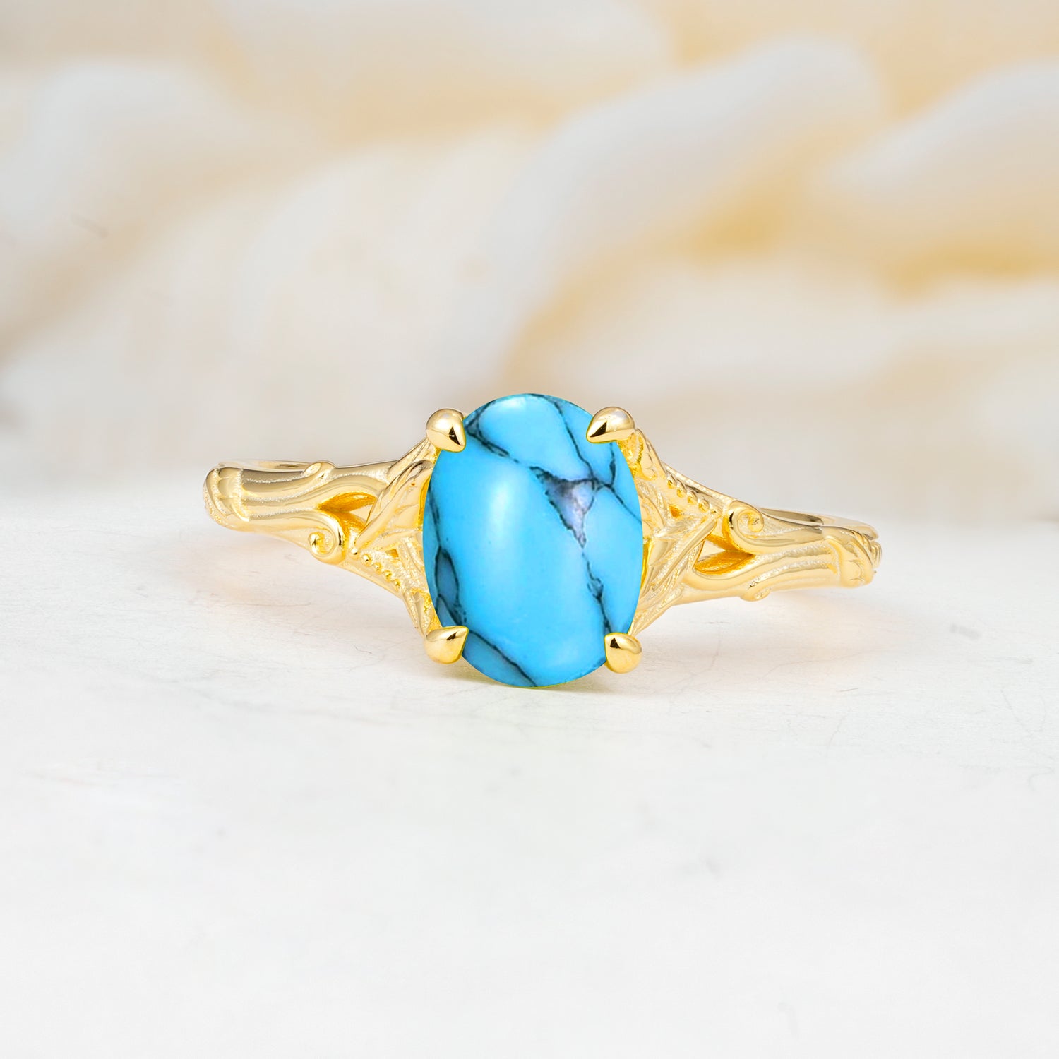 SR17592 Turquoise Ring - Yellow-Gold
