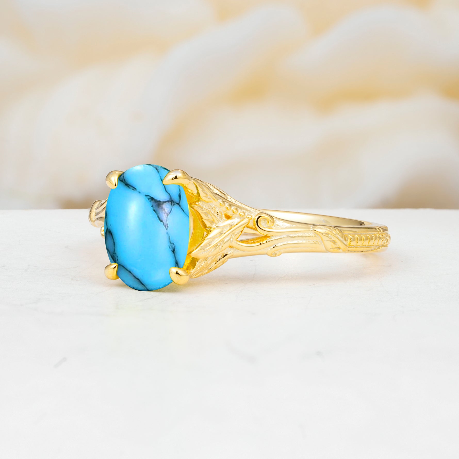 SR17592 Turquoise Ring - White-Gold