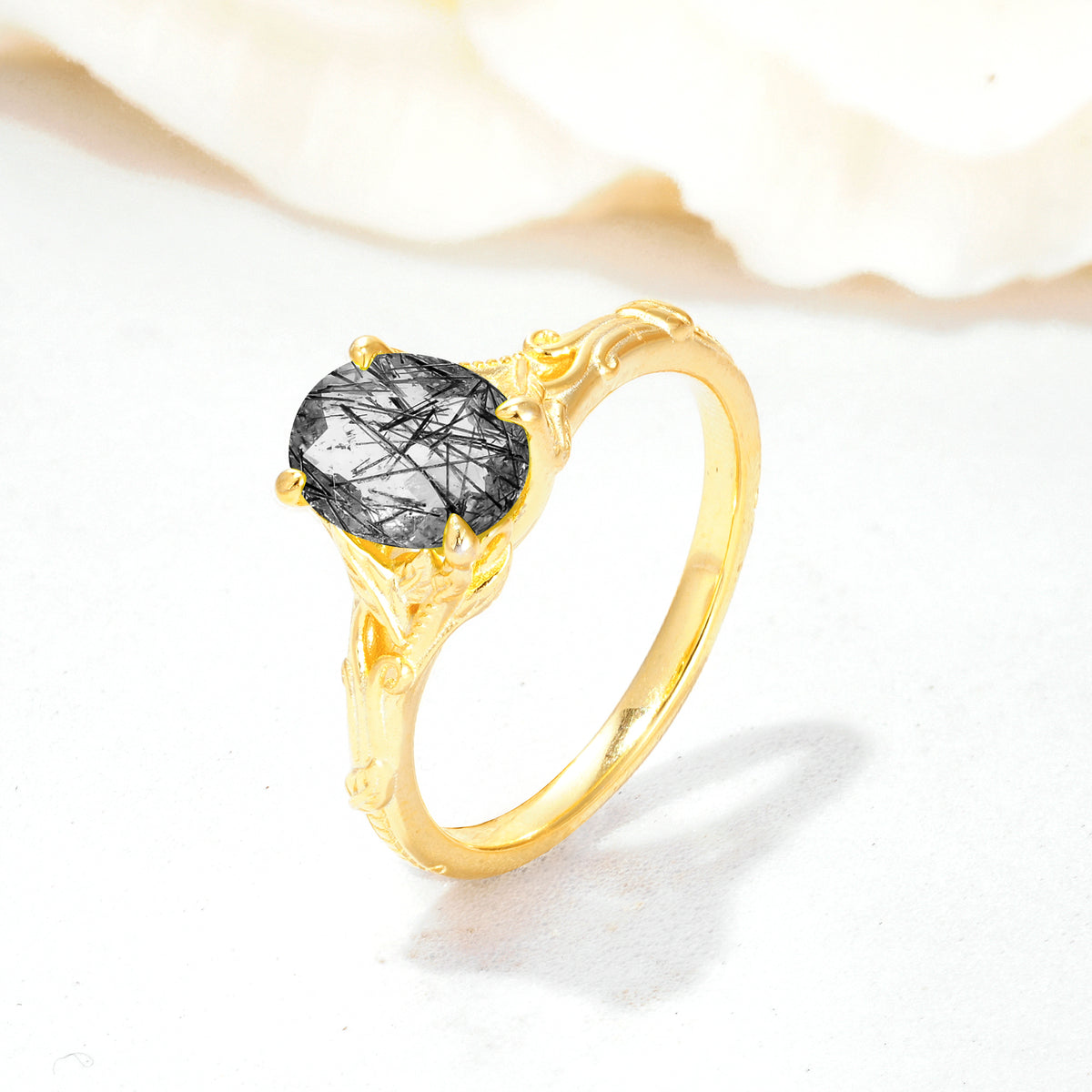 SR17592 Black Rutilated Quartz Ring - Additional view