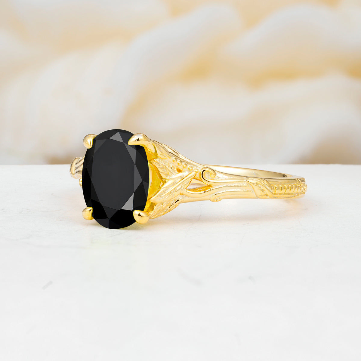 SR17592 Black Onyx Ring - White-Gold