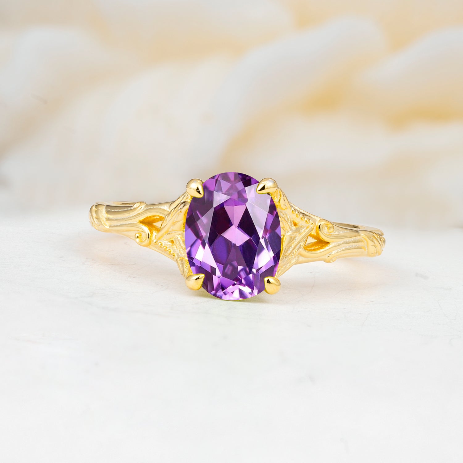 SR17592 Amethyst Ring - Yellow-Gold