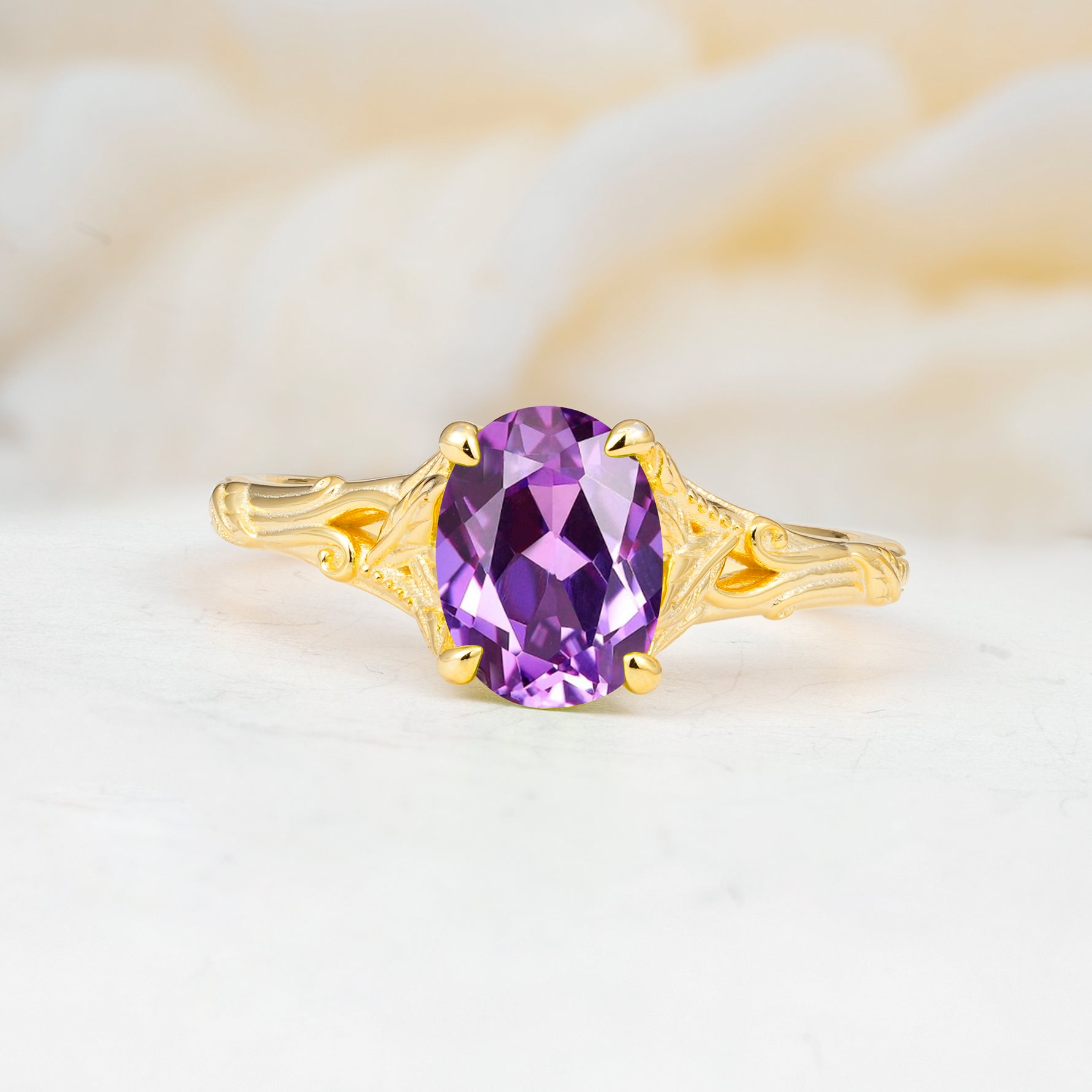 SR17592 Amethyst Ring - Yellow-Gold