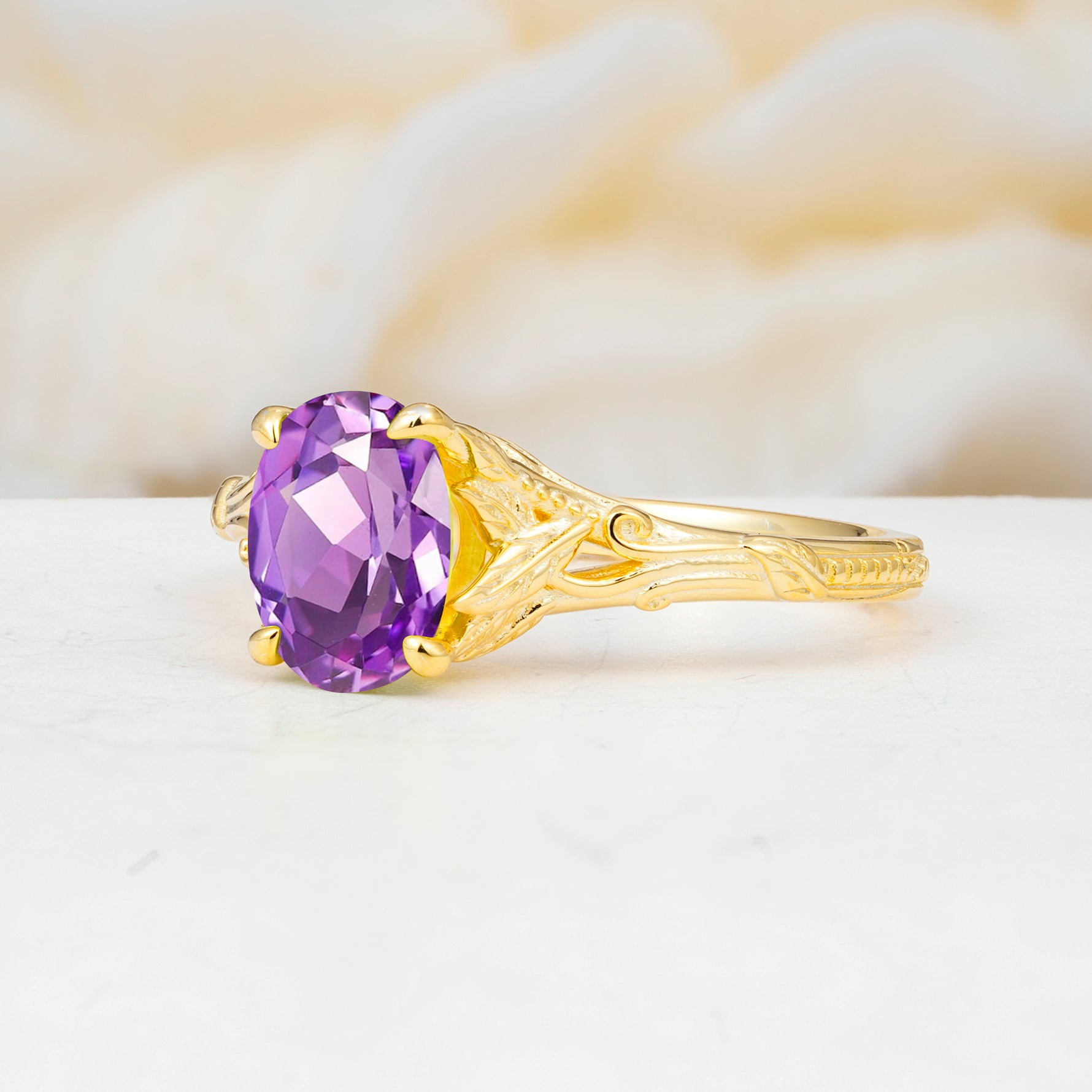 SR17592 Amethyst Ring - White-Gold