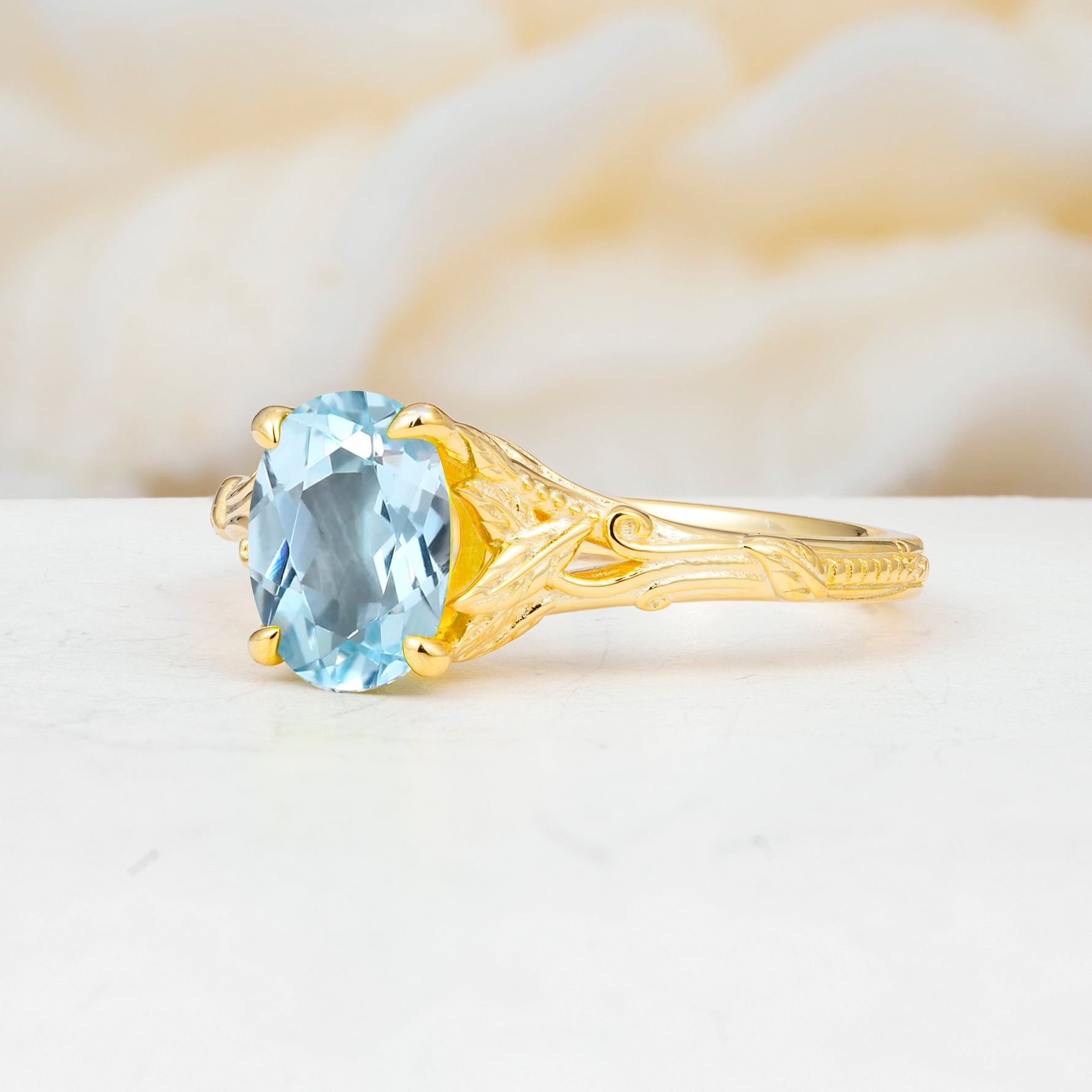 SR17592 Aquamarine Ring - White-Gold
