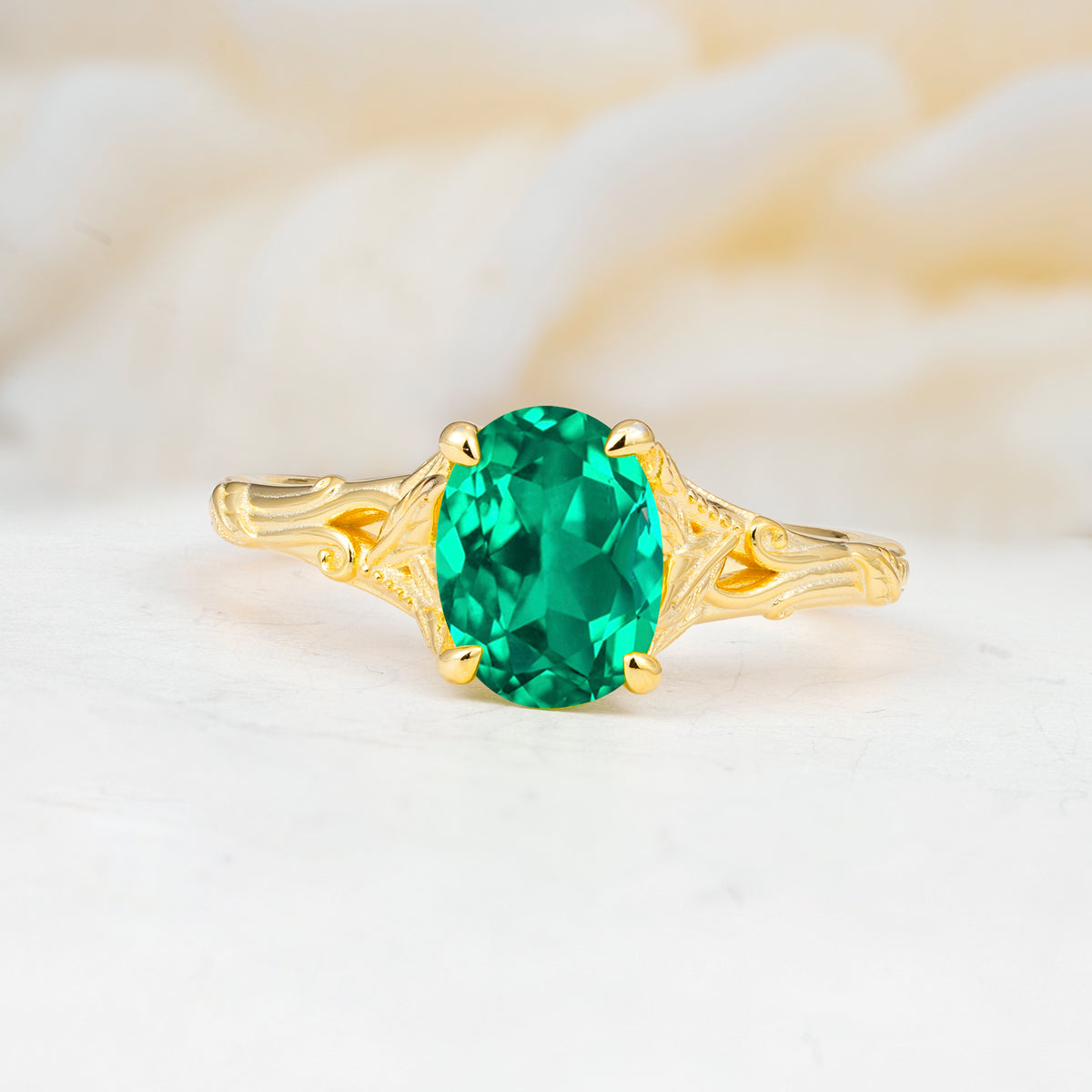 SR17592 Emerald Ring - Yellow-Gold