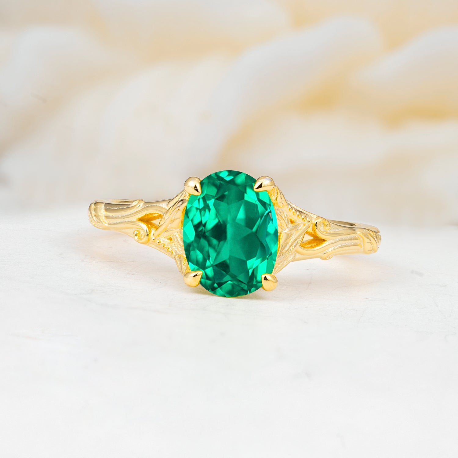 SR17592 Emerald Ring - Yellow-Gold