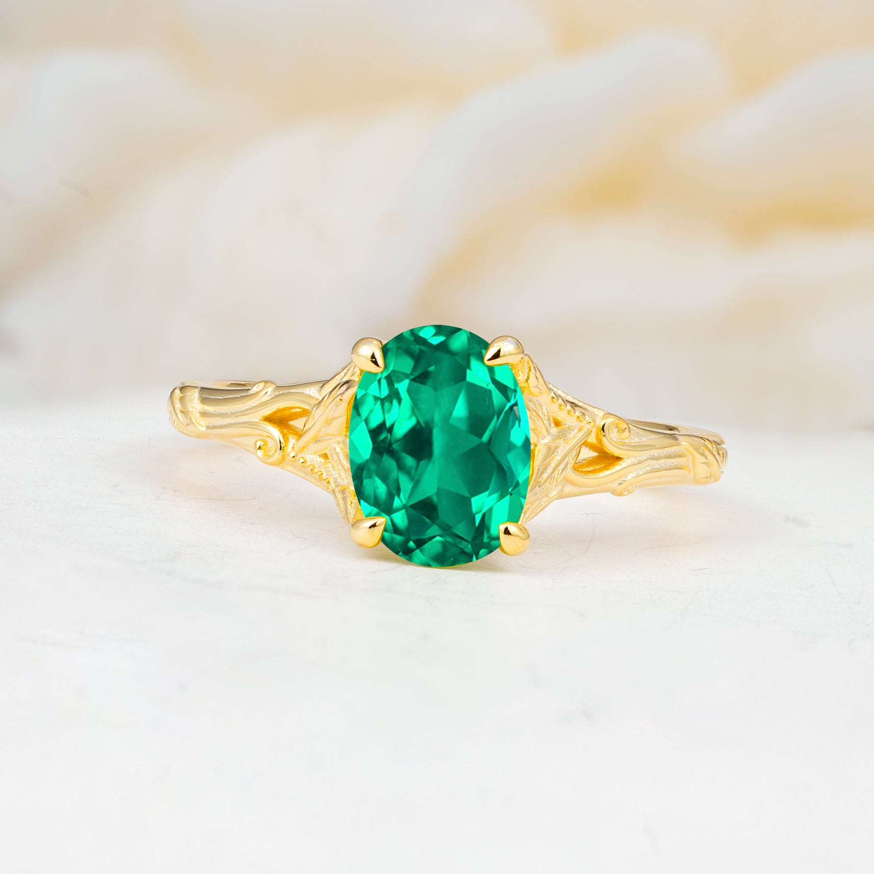 SR17592 Emerald Ring - Yellow-Gold