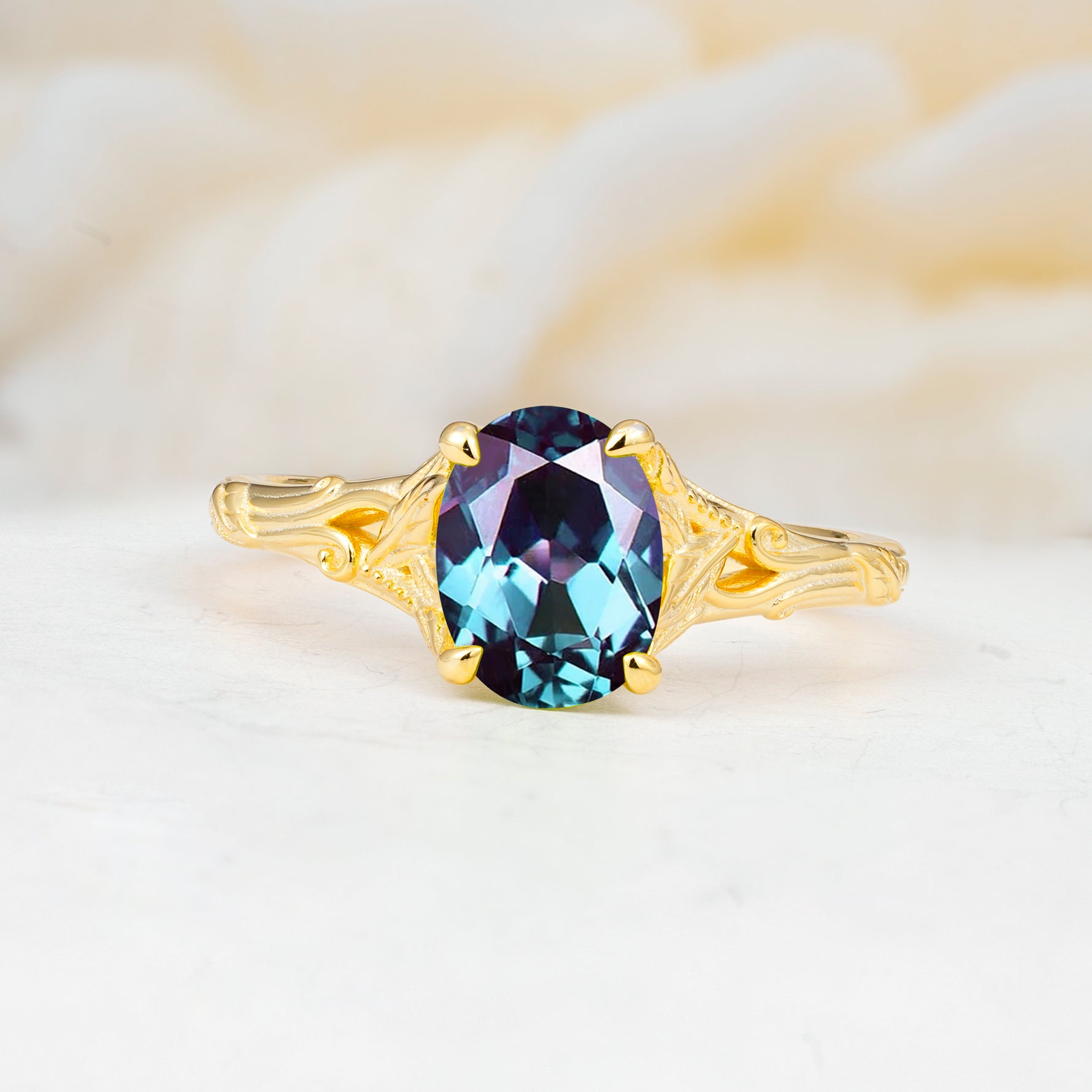 SR17592 Alexandrite Ring - Yellow-Gold