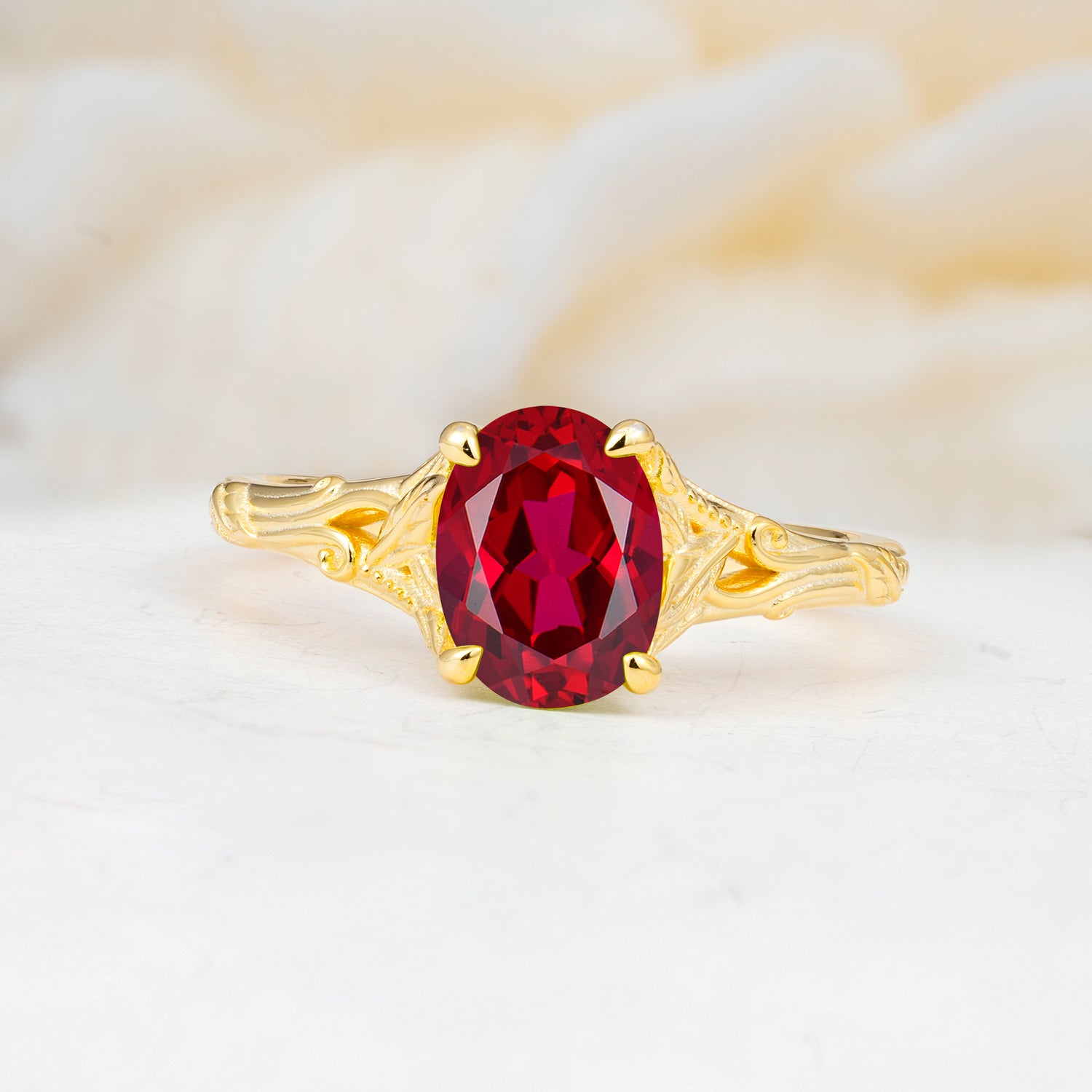 SR17592 Ruby Ring - Yellow-Gold