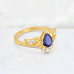Pear Cut Tanzanite Leaf Chevron Bridal Ring Set - Additional view