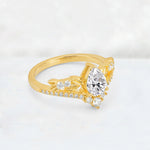 Pear Cut Lab Diamond Leaf Chevron Bridal Ring Set - Additional view