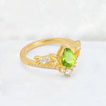 Pear Cut Peridot Leaf Chevron Bridal Ring Set - Additional view