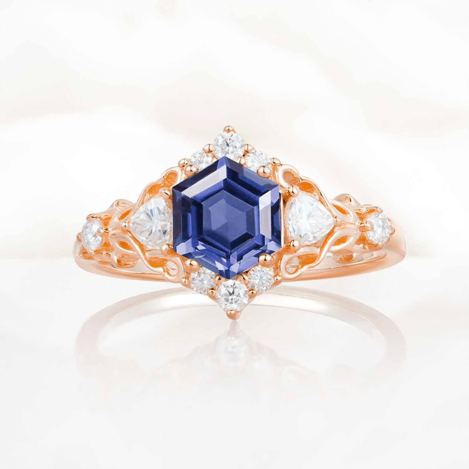 Vintage Hexagon Cut Tanzanite Filigree Promise Ring for Women