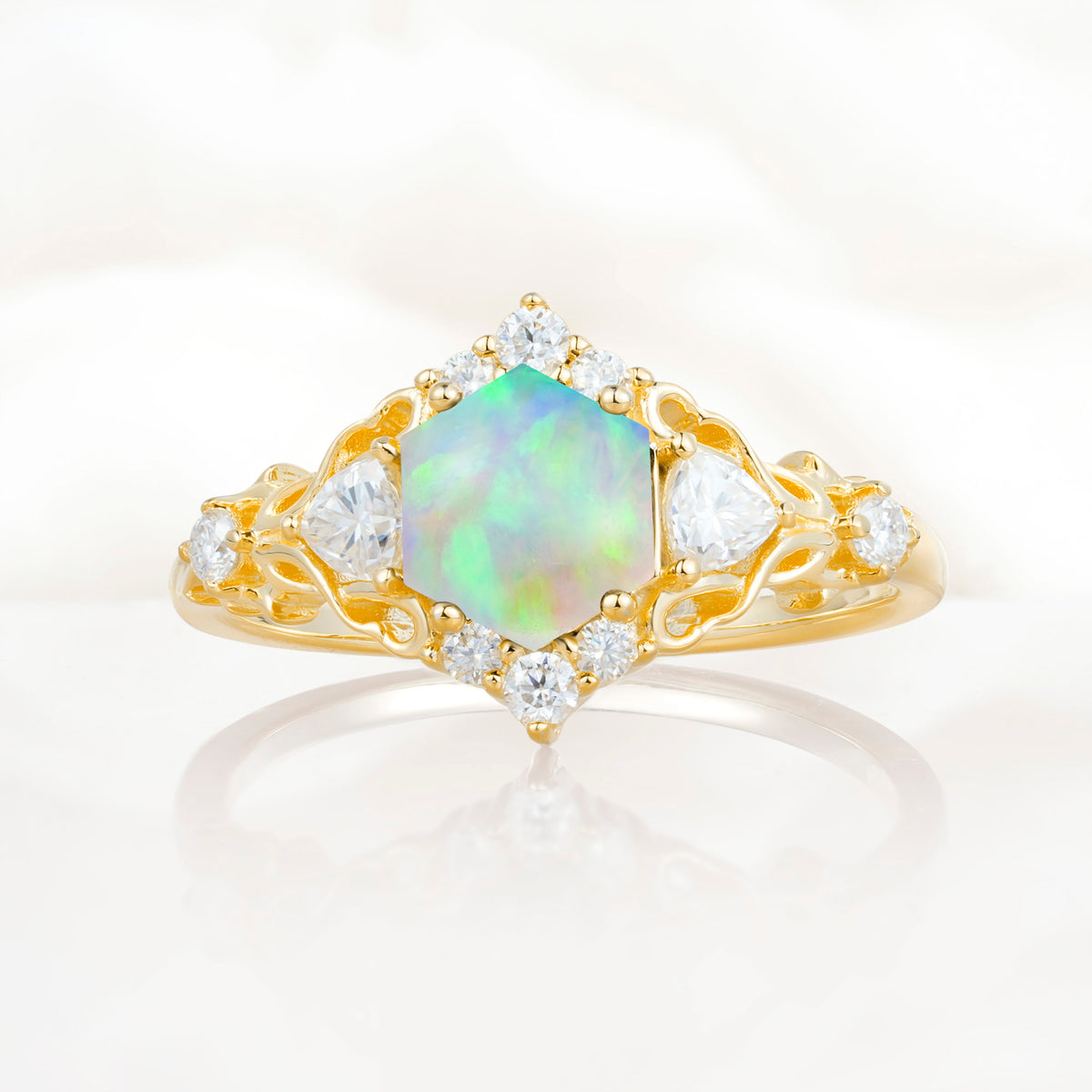 SR17598 Fire Opal Ring - Yellow-Gold