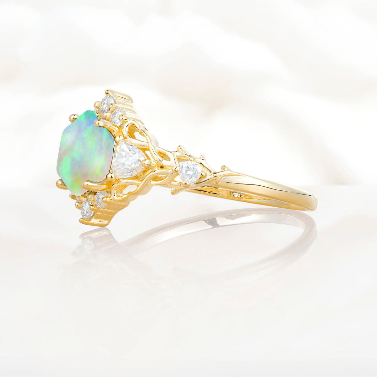 SR17598 Fire Opal Ring - White-Gold