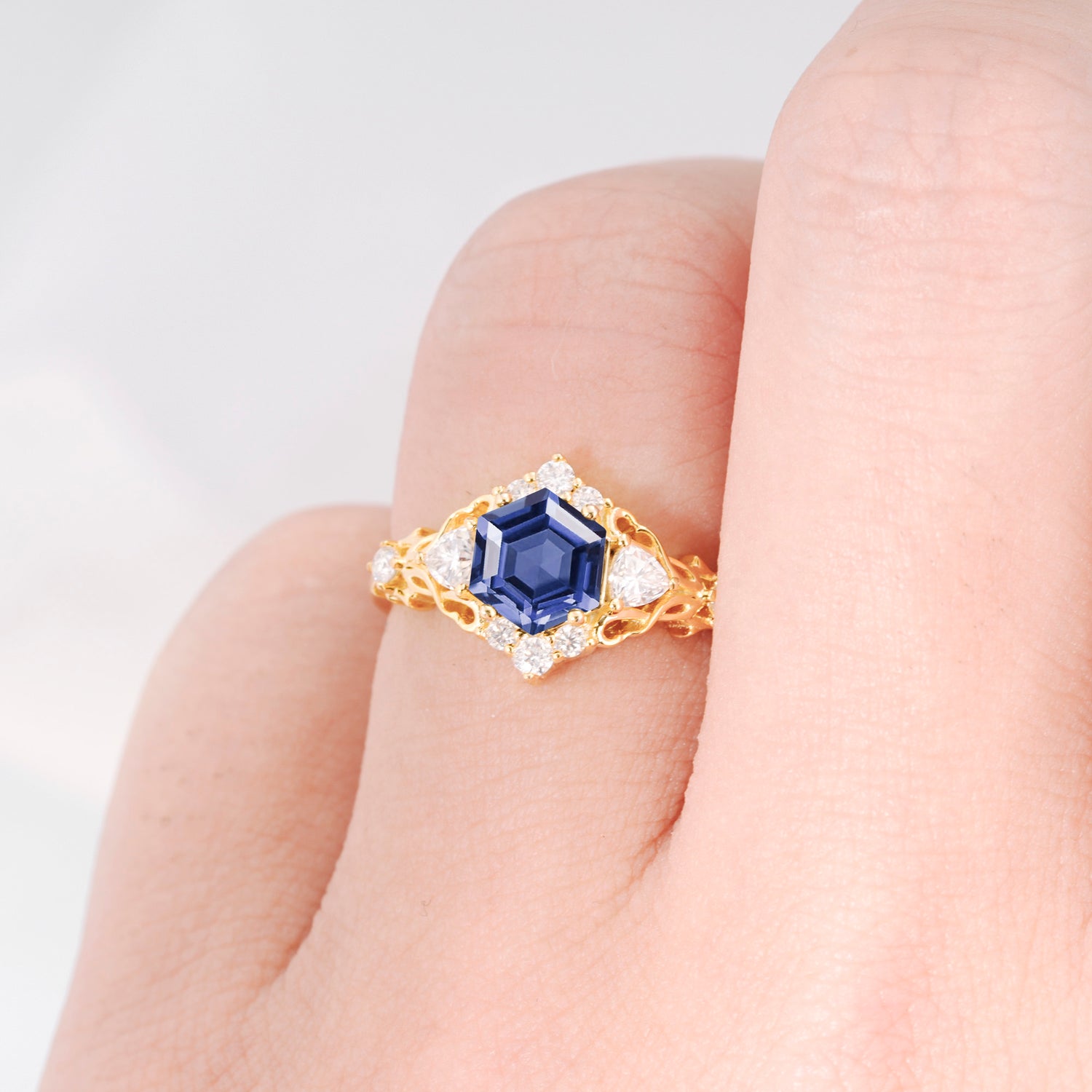 Vintage Hexagon Cut Tanzanite Filigree Promise Ring for Women