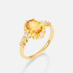 Oval Cut Citrine Floral Leaf Halo Engagement Ring - Additional view