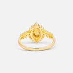 Oval Cut Citrine Floral Leaf Halo Engagement Ring - Additional view