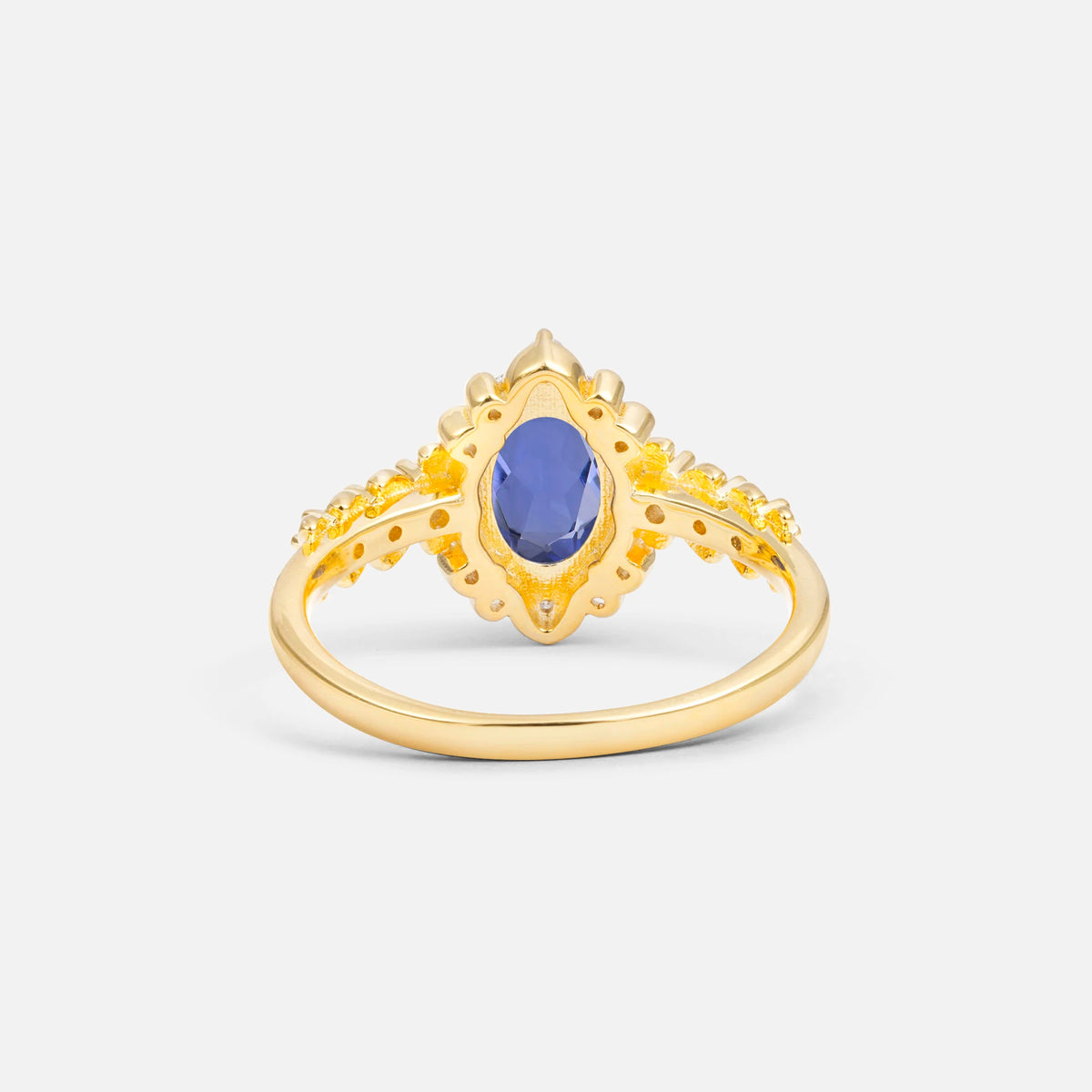 Oval Cut Tanzanite Floral Leaf Halo Engagement Ring - Additional view