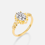 Oval Cut Lab Diamond Floral Leaf Halo Engagement Ring - Additional view