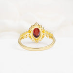 Oval Cut Garnet Floral Leaf Halo Engagement Ring - Additional view