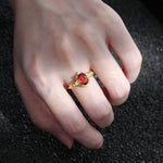 Oval Cut Garnet Floral Leaf Halo Engagement Ring - Additional view