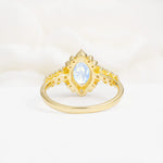 Oval Cut Moonstone Floral Leaf Halo Engagement Ring - Additional view