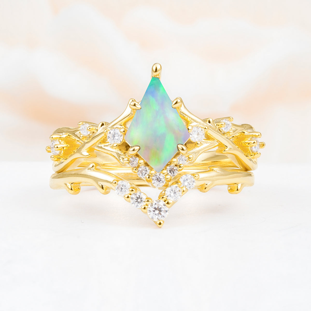 SR17607 Fire Opal Ring - Yellow-Gold