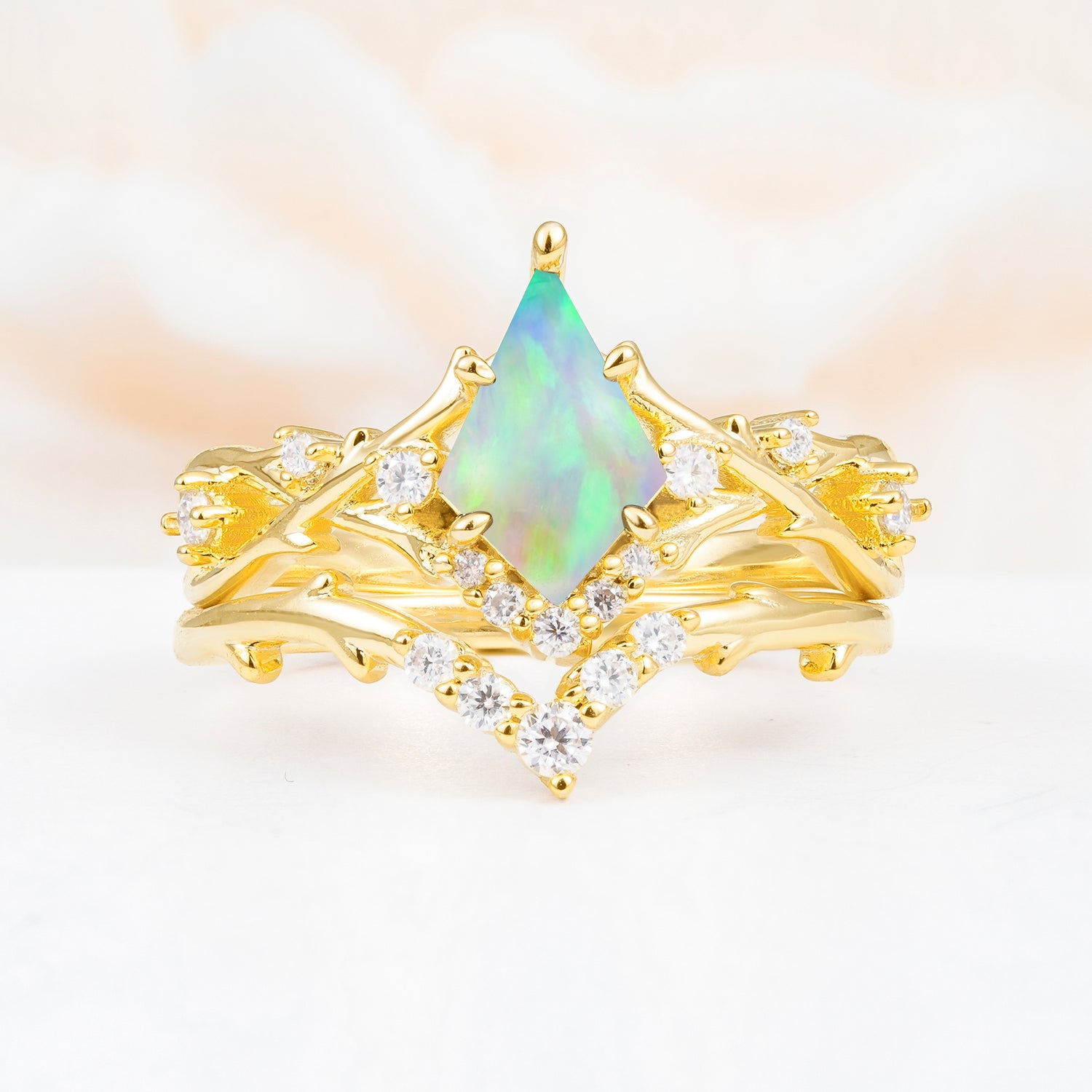 SR17607 Fire Opal Ring - Yellow-Gold