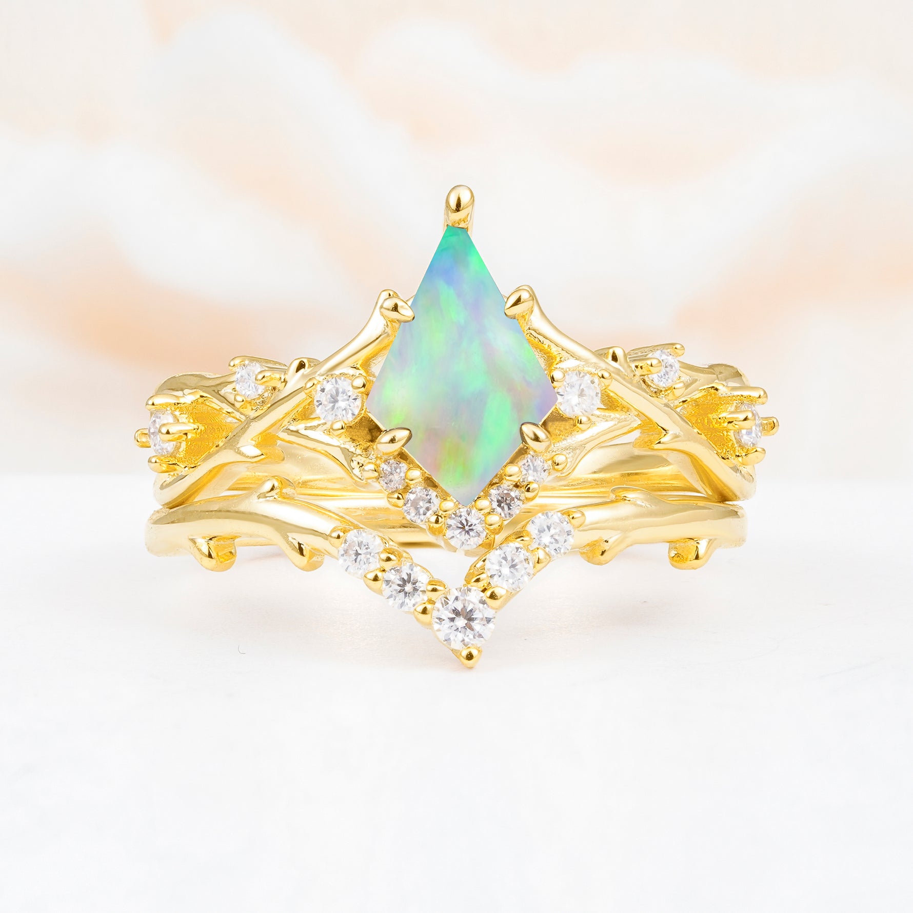 SR17607 Fire Opal Ring - Yellow-Gold