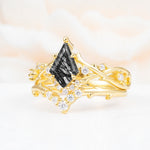 SR17607 Black Rutilated Quartz Ring - White-Gold