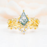 SR17607 Moss Agate Ring - Yellow-Gold