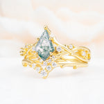 SR17607 Moss Agate Ring - White-Gold