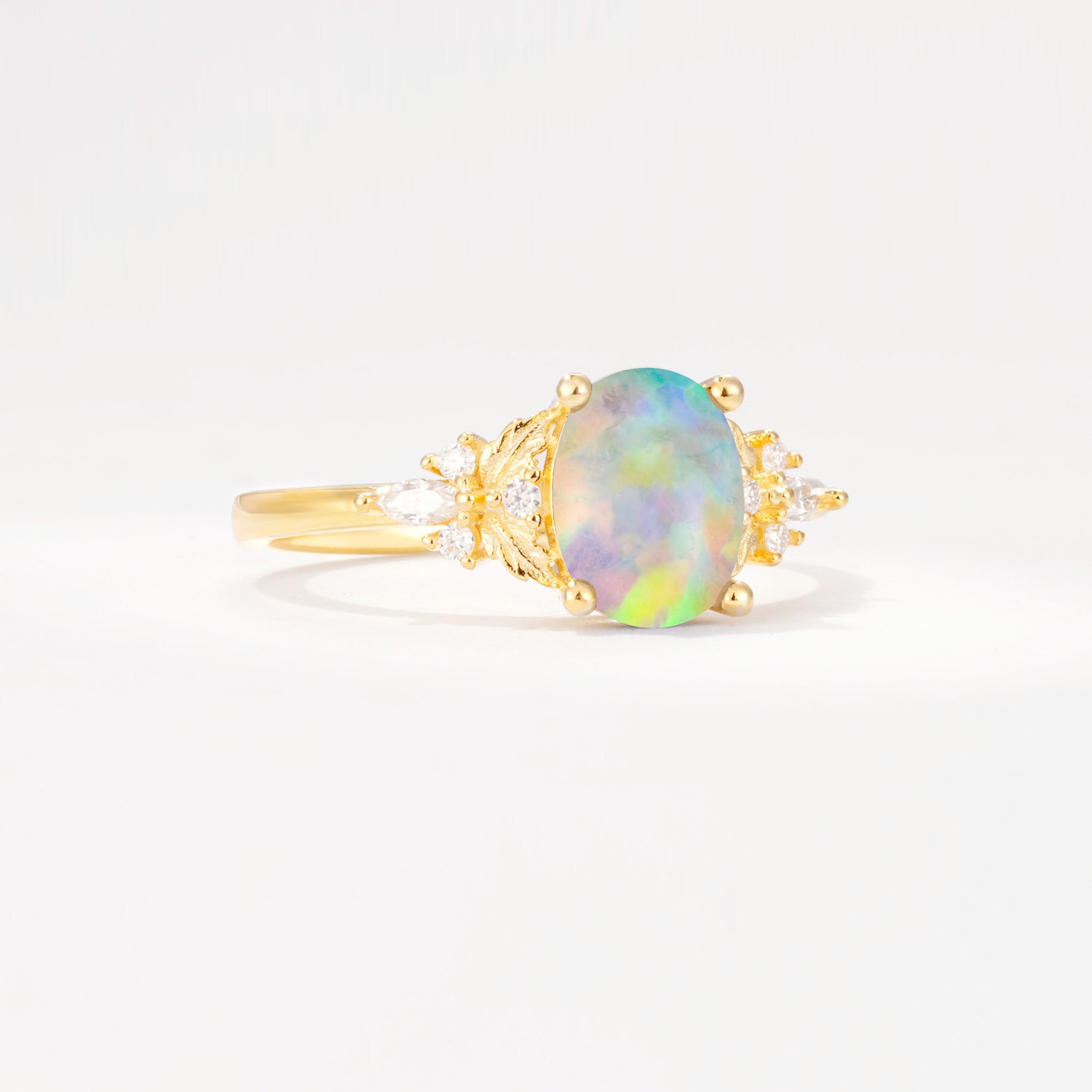 SR17613 Fire Opal Ring - White-Gold