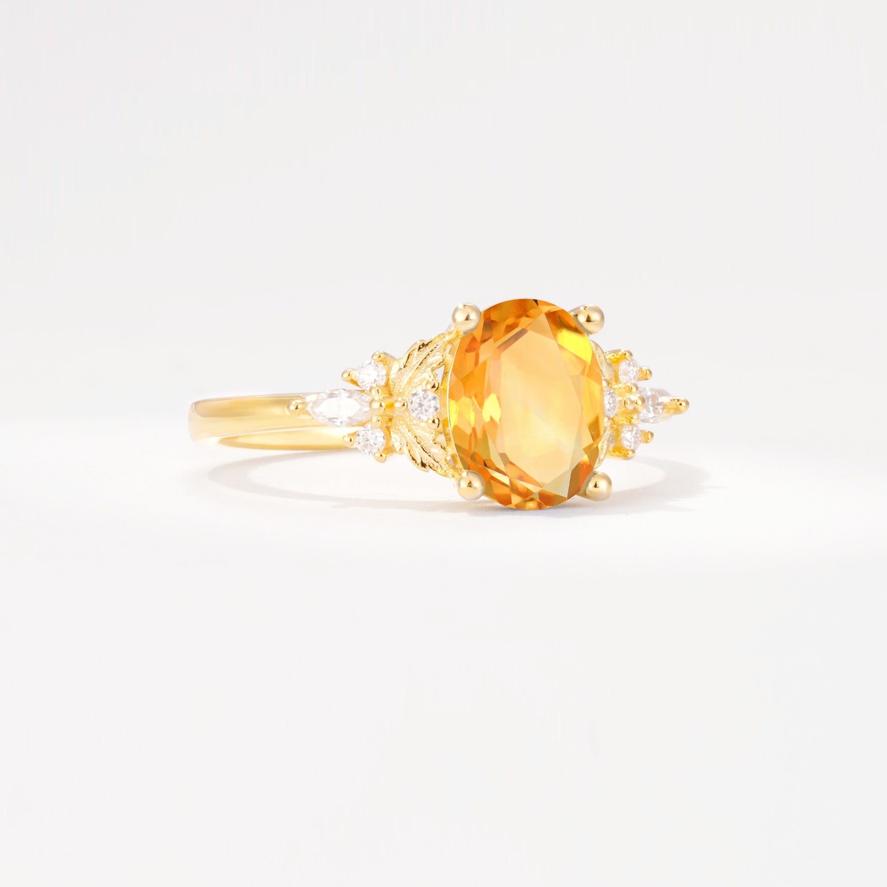 SR17613 Citrine Ring - White-Gold