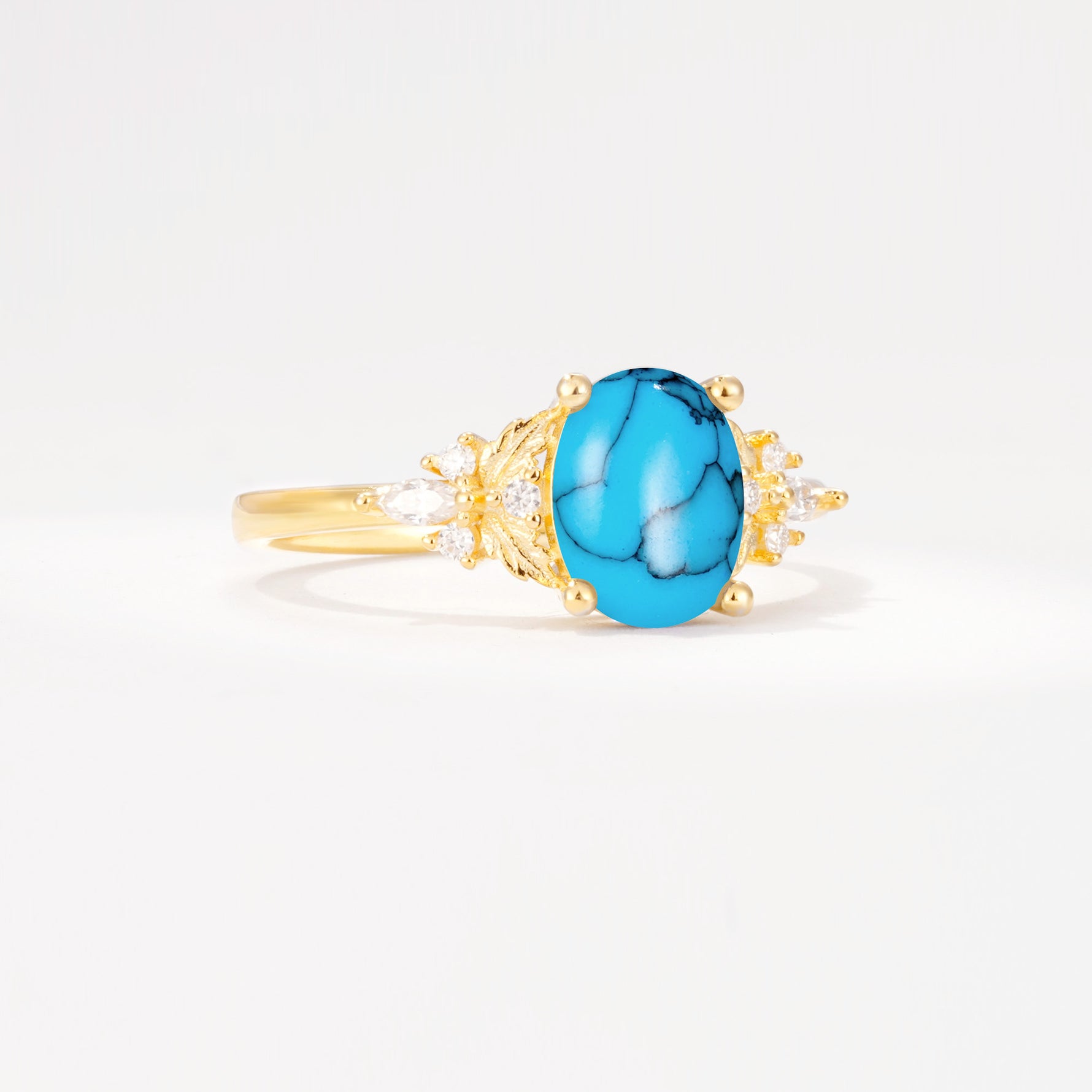 SR17613 Turquoise Ring - White-Gold