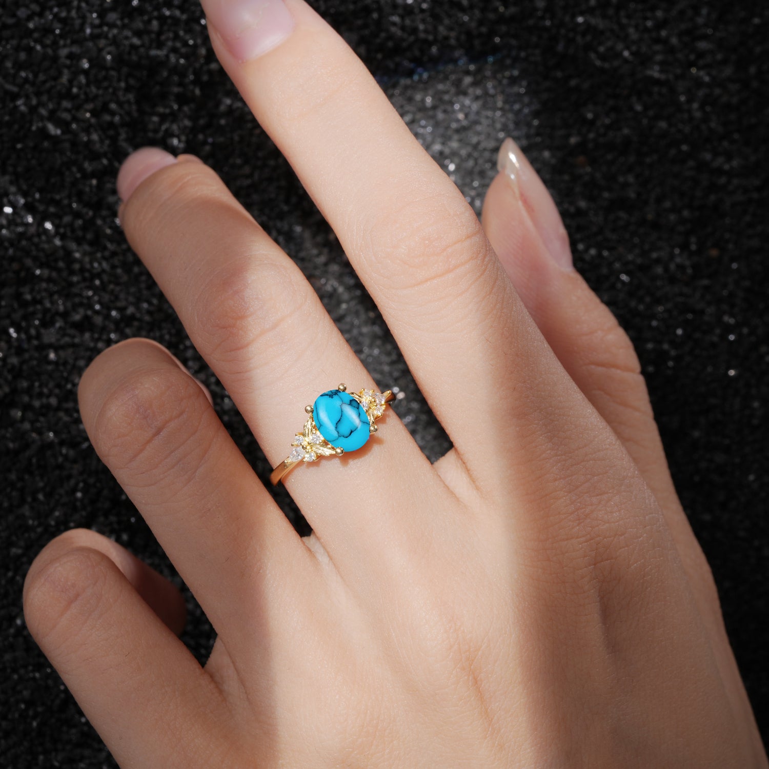 SR17613 Turquoise Ring - Rose-Gold