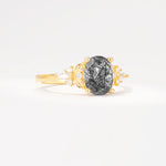 SR17613 Black Rutilated Quartz Ring - White-Gold