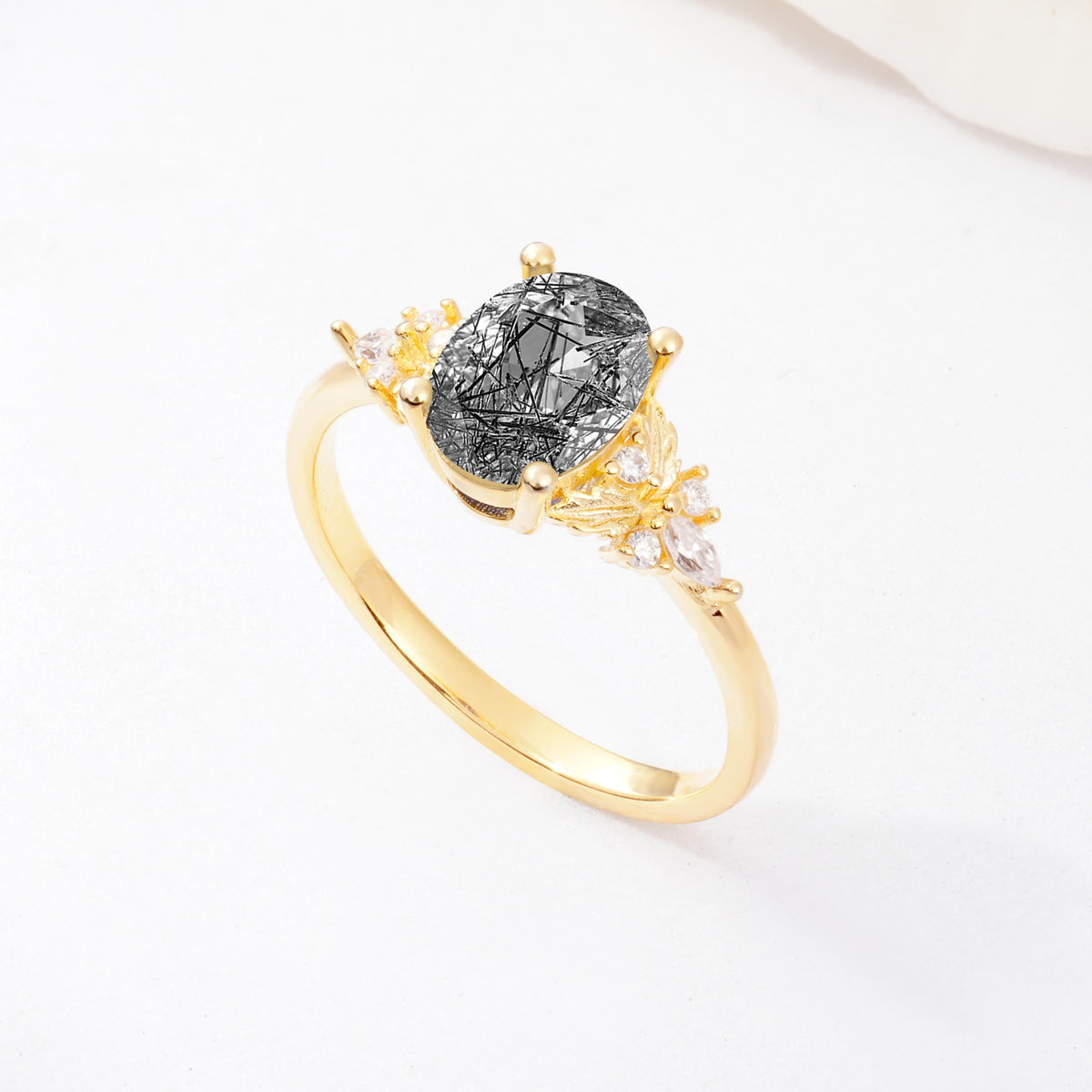SR17613 Black Rutilated Quartz Ring - Additional view
