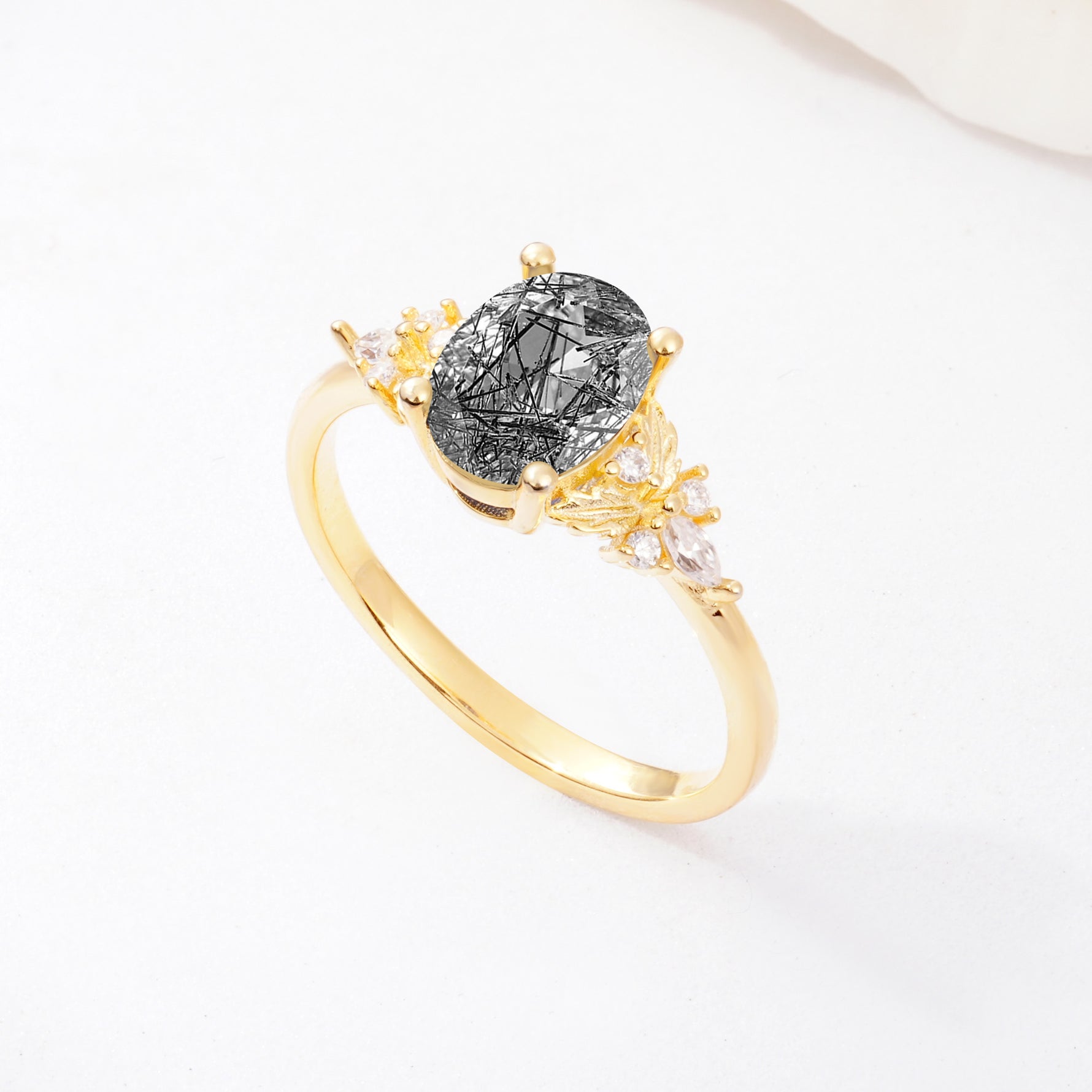SR17613 Black Rutilated Quartz Ring - Additional view