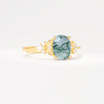 SR17613 Moss Agate Ring - White-Gold