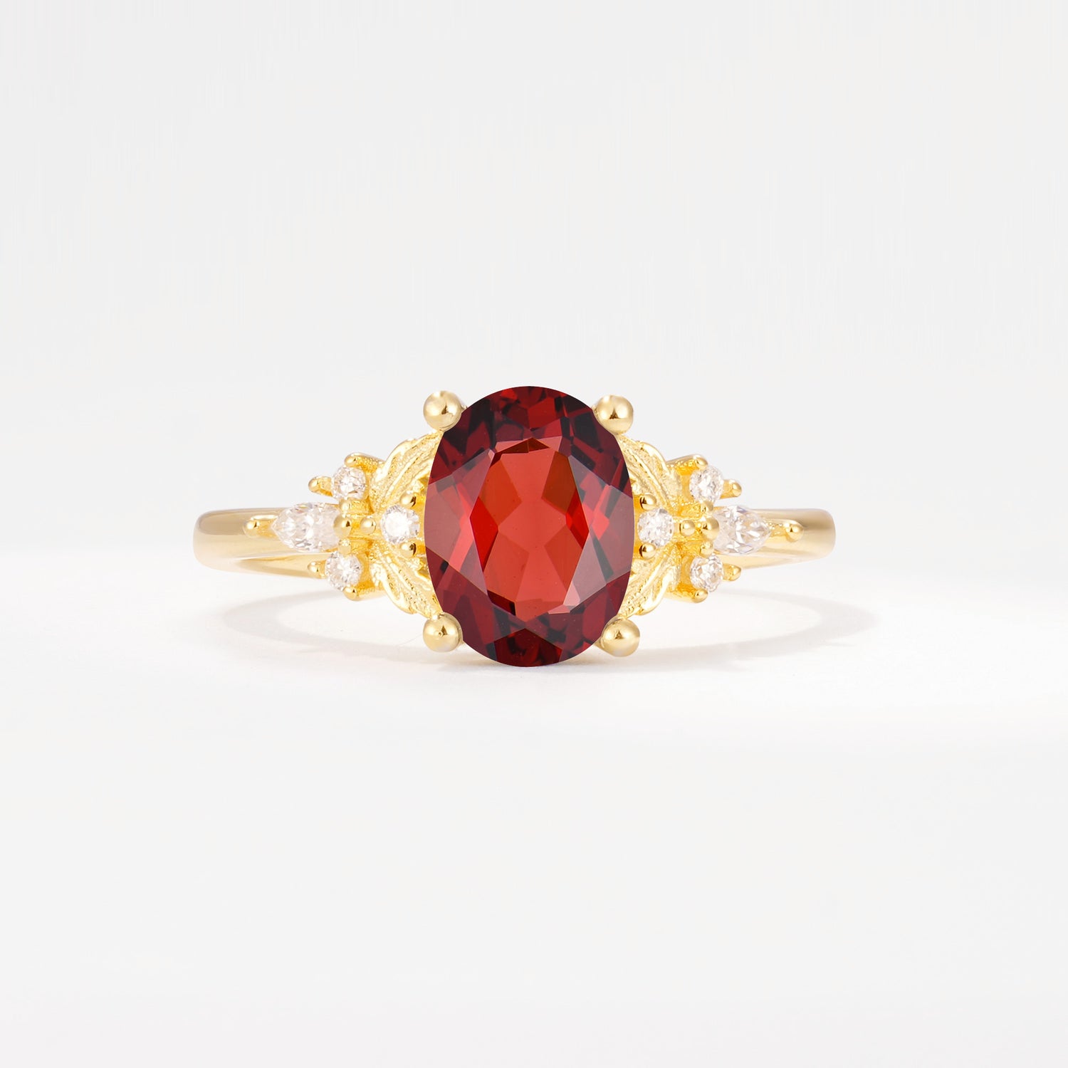 SR17613 Garnet Ring - Yellow-Gold