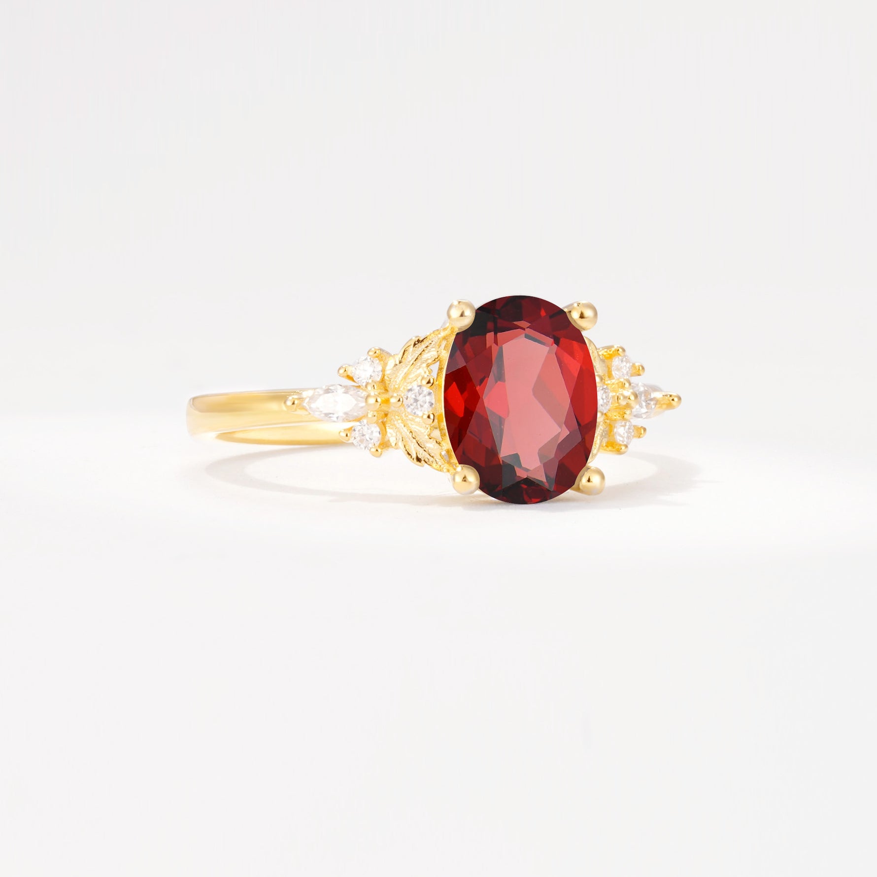 SR17613 Garnet Ring - White-Gold